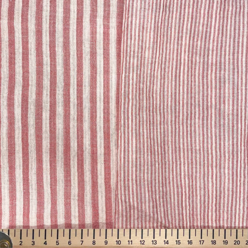 Yarn-Dyed Double Gauze STRIPES Skin / Paprika